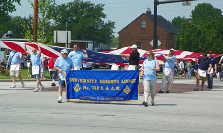 University Heights Lodge 738 with huge US flag