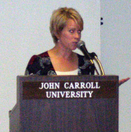 Kim Wheeler speaking at JCU Podium
