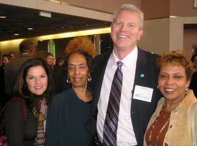 National City Bank's Kim Singerman, Betty K. Pinkney from Congresswoman Stephanie Tubbs Jones office and NCB's Brian Boswell and Zandra Moss 