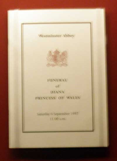pictures of princess diana funeral. Funeral Program of Princess