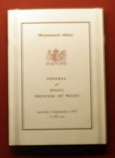 princess diana funeral images. Funeral Program of Princess