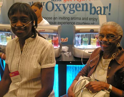 Brenda Brown and Geraldine McKinley - Getting rejuvenated at the Oxygen Bar