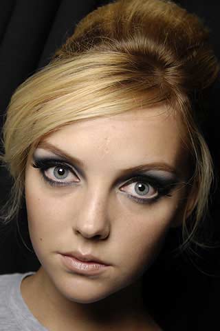 blue eyes with makeup. LAMB eye makeup example
