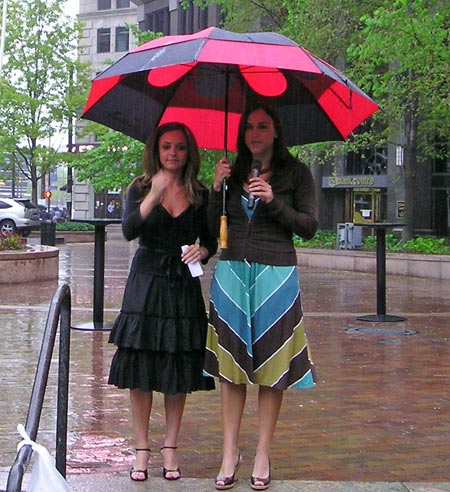 Julie Fink and Andria Trivisonno launch Portfolio Magazine Online in the rain