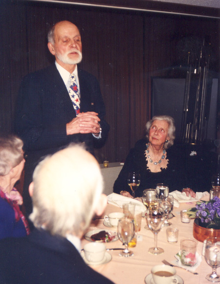 Ann Halle Little listening to husband Bob Little speak