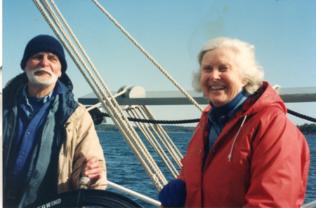 Robert and Ann Halle Little on a boat