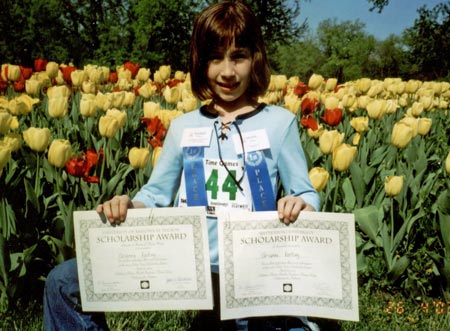 Arianna Korting was a Double-scholarship winner of the Children's Better Health Institute Tulip Time Scholarship Games in Spelling and Piano Competitions