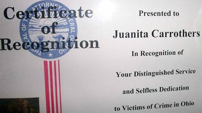 Juanita Carrothers certificate 