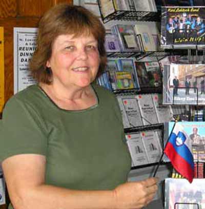 Cecilia Dolgan with the Slovenian Flag