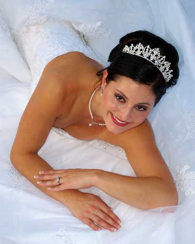 Dominique Moceanu in wedding dress