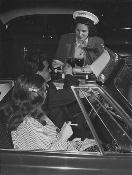 Doris O'Donnell as a carhop in 1951