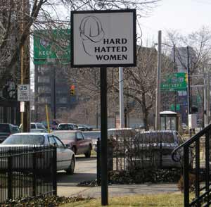 Hard Hatted Women sign