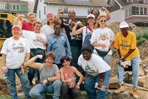 Group of women working construction