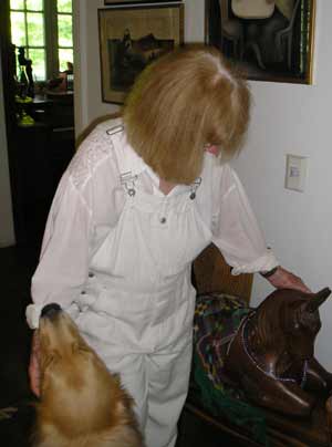 Helga Sandburg with her Golden Retriever Mickey