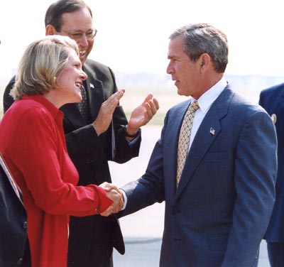 Mayor Jane Campbell, Governor Bob Taft and President George W Bush