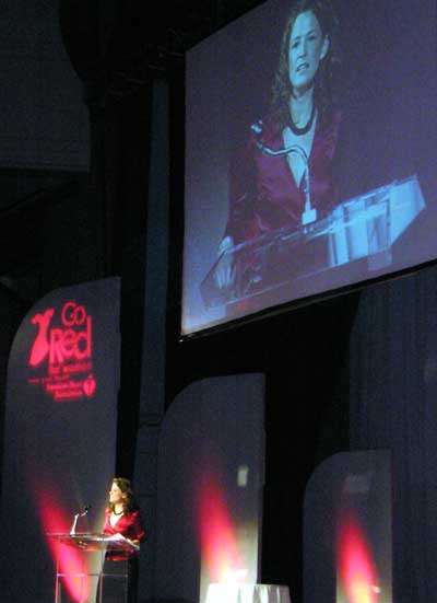 Margaret Bobonich speaking at a Go Red for Women event