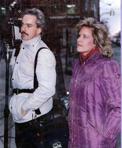 Ron Mounts and Sandy Lesko reporting on a story