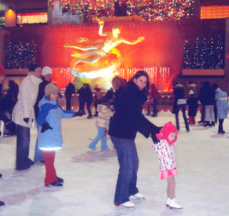Tonia and Maddy Kwiatkowski skate at Rockefeller Center in 2009