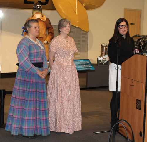 Kelly Falcone-Hall, President & CEO, Western Reserve Historical Society  with ladies from Hale Farm