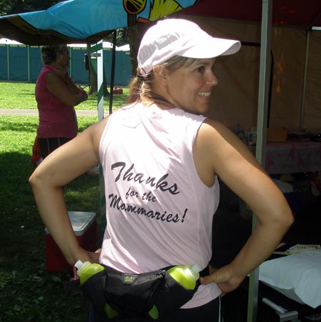 Thanks for the mammaries shirt at cancer 3day walk in Cleveland