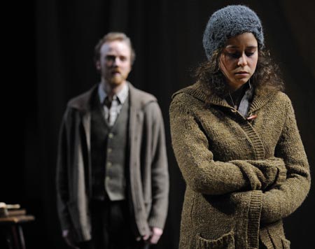 Actors Gisela Chpe (front right) and Kevin Crouch (back left) portray Nna and Trplev respectively in Great Lakes Theater Festival's production of Chekhov's soaring classic The Seagull at the Hanna Theatre, PlayhouseSquare.