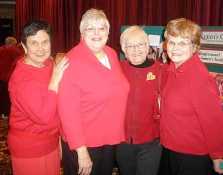 2009 Lake County Wear Red for Women Breakfast Karen Austen  Midge Mramor, Edna Gardner, Amy Kovach - photos by Debbie Hanson