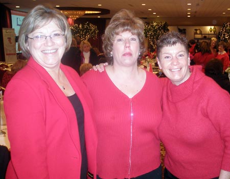 Barb Comiskey Lauren Mutsko, Terry Cain at 2009 Lake County Wear Red for Women Breakfast - photos by Debbie Hanson