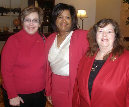 Barb Van Epps, Deborah Hardy, Cathy King at 2009 Lake County Wear Red for Women Breakfast - photos by Debbie Hanson
