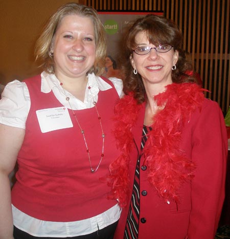 Go Red for Women volunteers Jennifer Kubala and Amy Jo Sutterluety