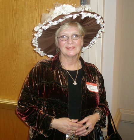 Kathleen Benco with her own hat creation