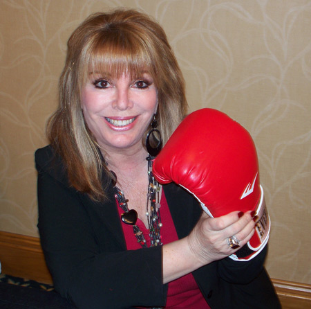 Jackie Kallem the First Lady of Boxing with boxing glove