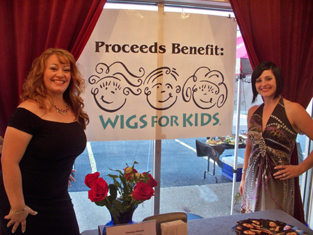 Mona Lisa and Dominique Moceanu at Mona Lisa Salon and Spa Grand Opening benefit for Wigs for Kids