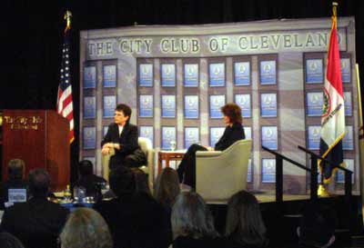 Billie Jean King and Christine Brennan at the City Club of Cleveland