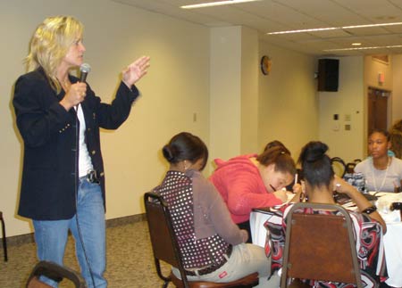 Cathy Horton speaking to the group