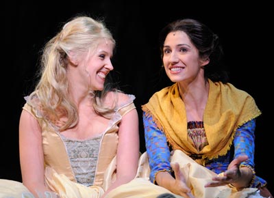 Cinderella (Emily Kreiger, left) and The Baker's Wife (Jodi Dominick, right) share a private moment to talk about 