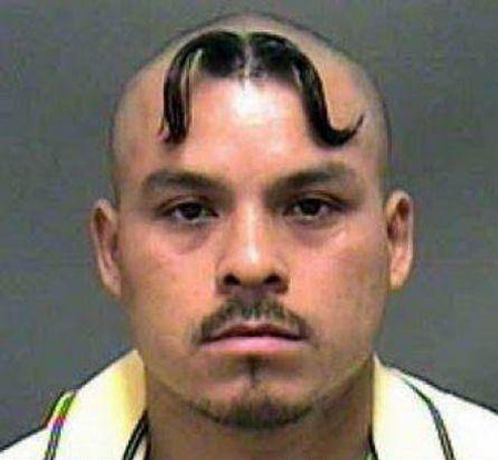 Mustache on man's head