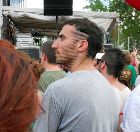 Man with striped hair face