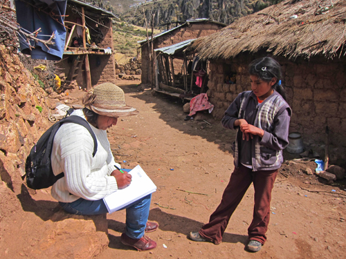 Katie Campbell-Morrison's my nurse Felly doing a census report in one of her annexos Pacca Alta