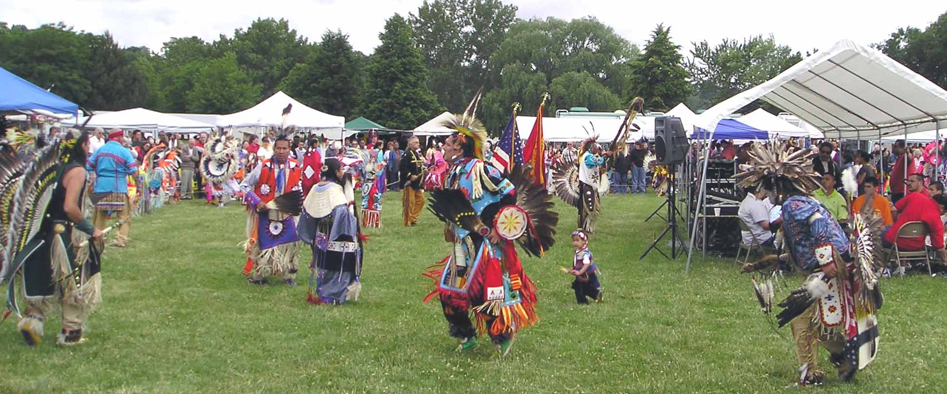 Native American costumes at the Cleveland Powwow