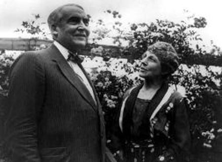 Warren and Florence Harding in their garden.