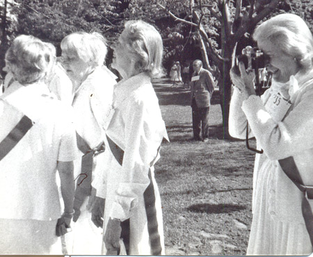 Ann Halle Little taking photographs at her 45th Reunion in 1980