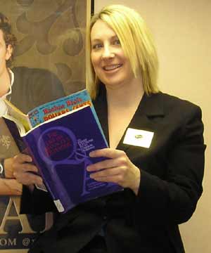 Librarian Kathy Dugan with Richie Rich comic
