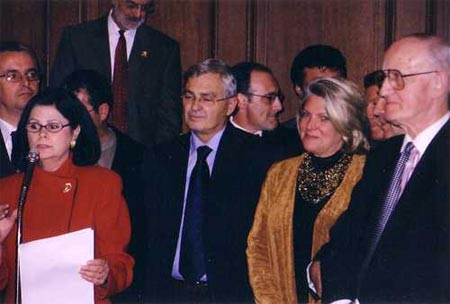 Cleveland Councilwoman Dona Brady, Albanian President Medjani, Mayor Jane Campbell and Peter C. Kole - November 2004