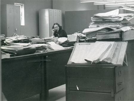 Doris O'Donnell working in the City Room