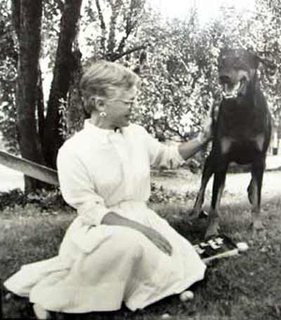 Helga Sandburg with dog