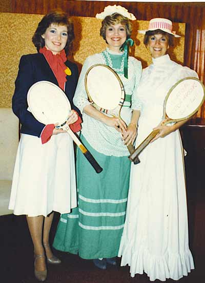 Tana Carli, Mona Scott and Jan Jones at Tennis Championships Kick Off  in 1982