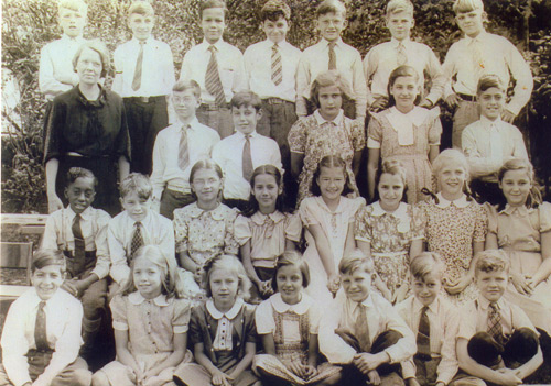 Jenny Gecsy (Brown) at Harvey Rice Elelmentary School in Cleveland in 1939