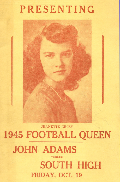 Jenny Brown Football Queen at John Adams High School in 1945