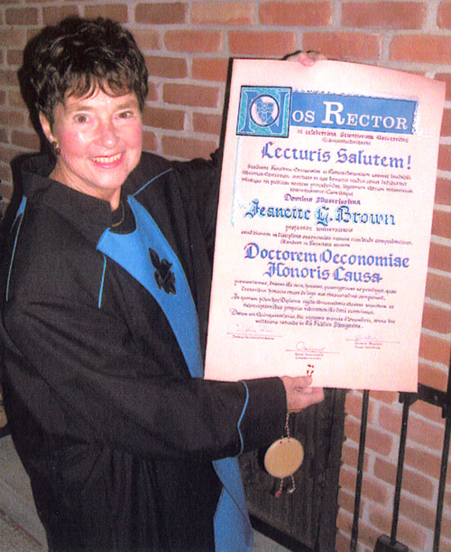 Jenny Brown with degree from the University of Pecs in Hungary in 2002