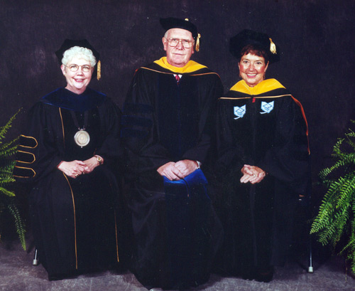 Carol Cartwright with Glenn and Jenny Brown at Kent State University in 2000